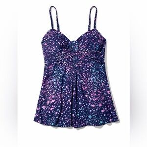Aqua Eve Galaxy Print Tankini Swim Top XXL Flowy Tummy Control Swimsuit Top